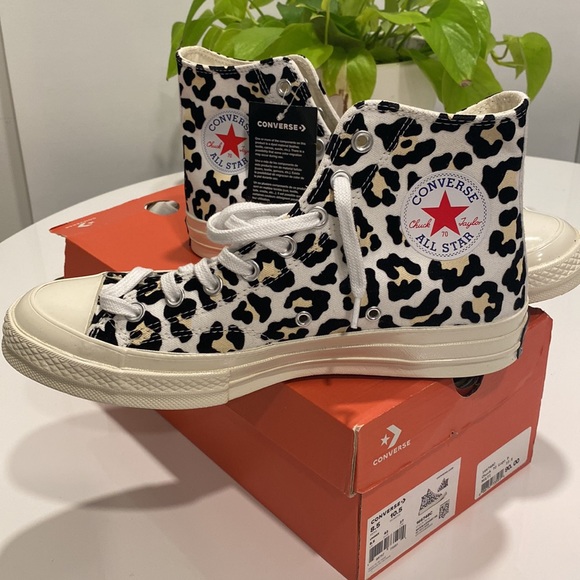 Black + White Leopard Chuck Taylor All-Star Sneakers - Picture 2 of 4